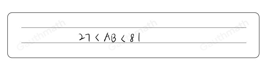 Based on the diagram, which expresses all possible lengths of segment AB? AB=25 27