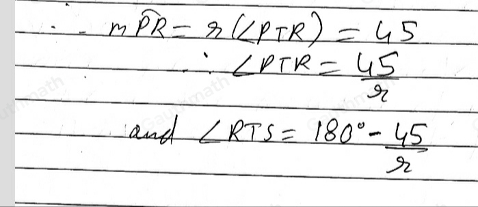 2. If mPR=45 , what is the measure of angle PTR ? mangle RTS ?