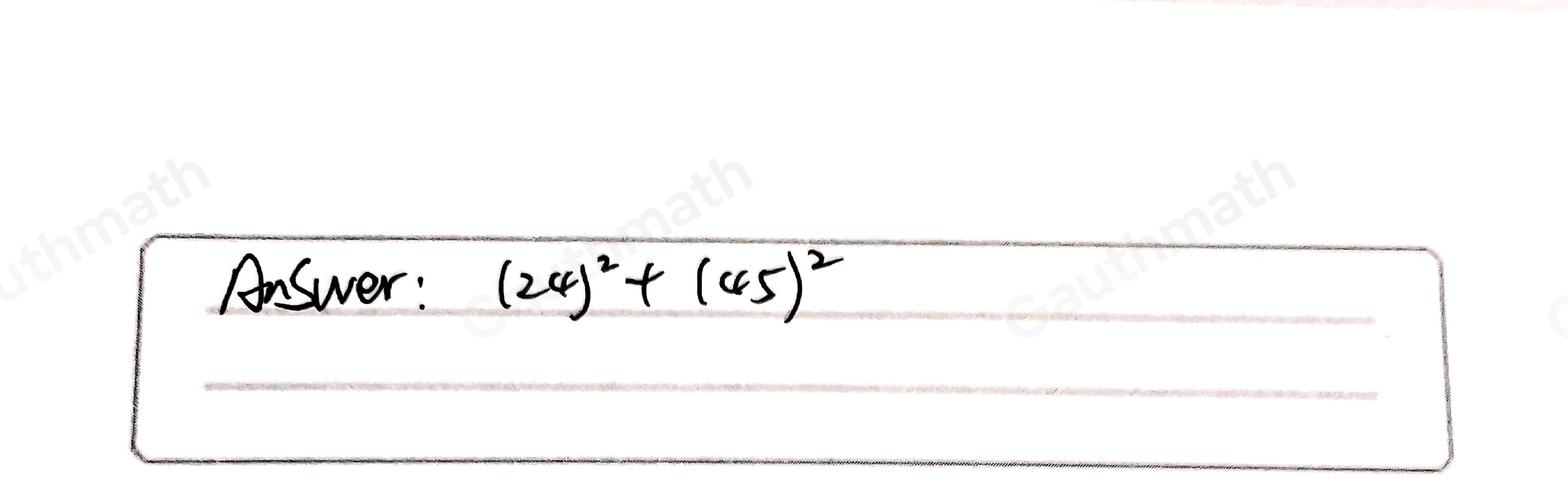 Which expression is equivalent to the area of square A, in square centimeters? 1/2 2445 2445