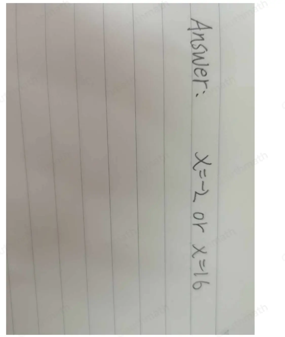 Solve for x in the equation x2-14x+31=63 . x=-16x= or x=2 x=-7 ± 3 square root of 7 x=-2 or x=16 x=7 ± 3 square root of 7