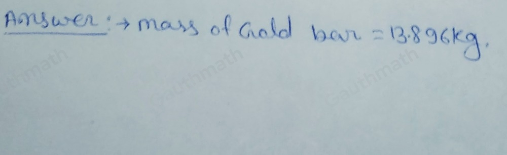 The gold bar has a trapezium cross-sectional area. Gold has a density of 19.3 grams per cm3 Work out the mass of the gold ba Give your answer in kilograms.