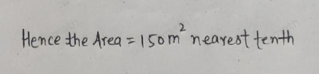 The diameter of a circle is 14 m. Find its area to the nearest tenth.