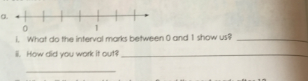 a. i. What do the interval marks between 0 and 1 show us? ii. How did you work it out? _