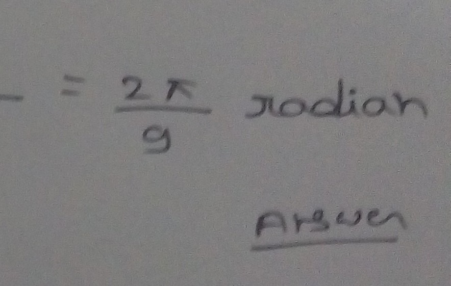 In circle O, radius OQ measures 9 inches and arc PQ What is the measure, in radians, of central angle POQ? measures 6π inches. frac 2 π 3 radians frac 3 π 4 centimeters frac 4 π 3 radians frac 3 π 2 radians