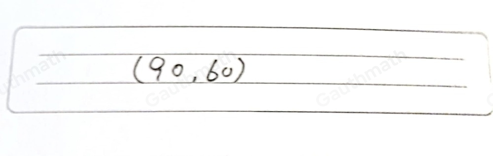 Which ordered pair would form a proportional relationship with the point graphed below? 10,10 25,35 70,50 90,60